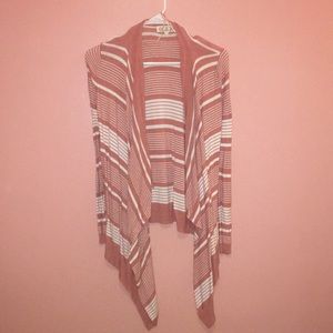 Rose pink and white striped cardigan